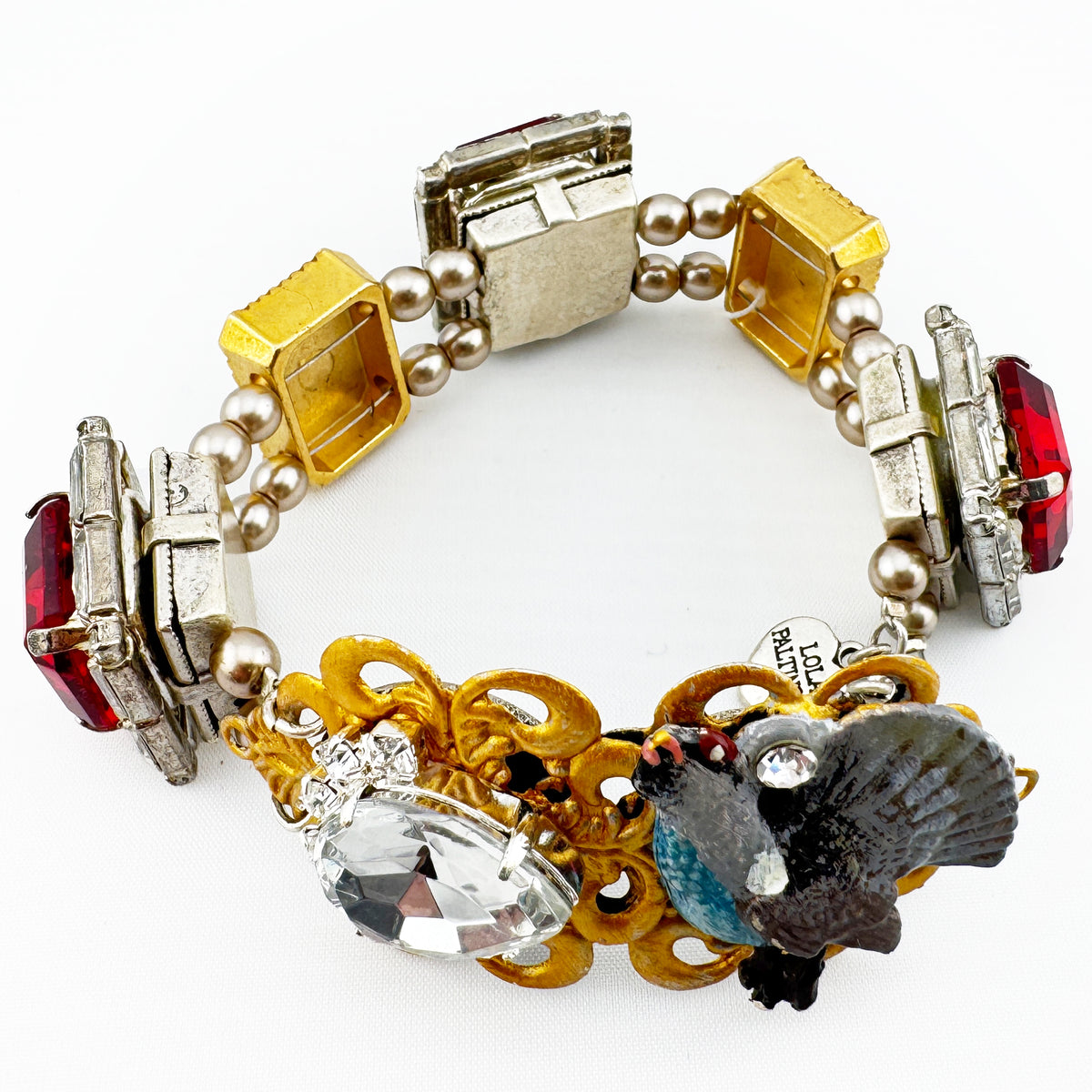 Armband Auerhahn mit Steinen rot